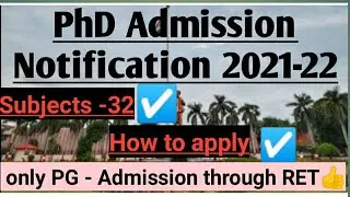 PhD admission Notification 2021- 22// sbjects also mentioned//