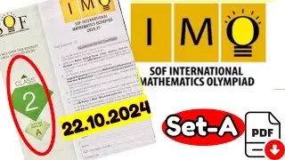 SOF IMO Class 2 Set A 2024-25 Question Paper |SOF International MathsOlympiad Solved Paper#imoclass2