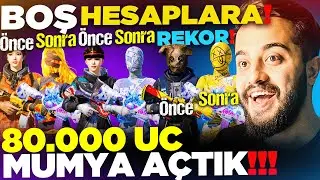 5 TANE BOŞ HESAPTA 80.000 UC MUMYA SANDIĞI AÇTIK! (BÖYLE ŞANS GÖRMEDİNİZ) PUBG Mobile