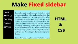 How to make fixed sidebar using html & css