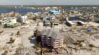 Coastal Scene Fort Myers Beach After Hurricane Ian / Videohive, Stock footage, Overhead