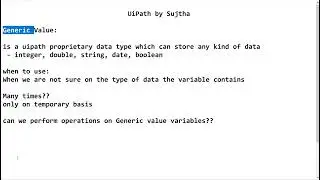 Generic Value datatype in UiPath | UiPath data type | examples