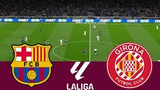 Barcelona 2 vs 4 Girona. La Liga Española - Simulación de Videojuegos PES 2021