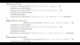 Program of Arithmetic Operations by using If and Else if conditions and While Loop in Java.