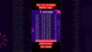 ICC Men's Cricket World Cup 2023 schedule 