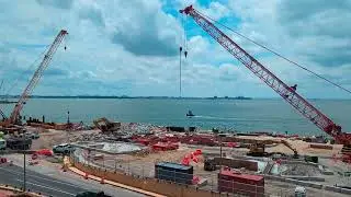 Hampton Roads Bridge Tunnel southern island 360 4k 60fps
