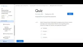 02 Exploring Data Transformation with Google Cloud QUIZ PART 3 2024