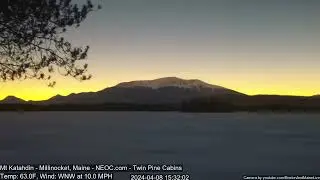 Eclipse Shadow over Mt Katahdin, Maine - Zoom Lens - from New England Outdoor Center