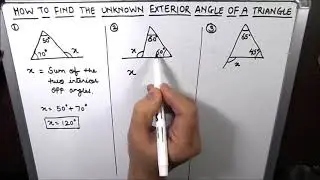 How to find the exterior angle of a triangle / Exterior angle of a triangle theorem