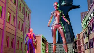 giantess lady deadpool vs Spider girl / Lady deadpool growth up!