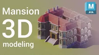 House 3D modeling. Low Poly Mension design (Autodesk Maya Tutorial)