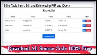 Inline Table Insert, Edit and Delete using PHP and jQuery | Code Hunter