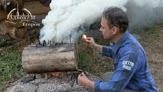 The construction of the hut in the wild forest. The expedition of 2018 first week of vacation