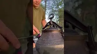 Goose in an Afghan cauldron on a fire / Гусь в афганском казане на костре
