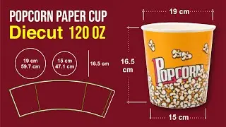 Popcorn Paper Cups  dieline ( diecut ) design in illustrator - Adobe Illustrator