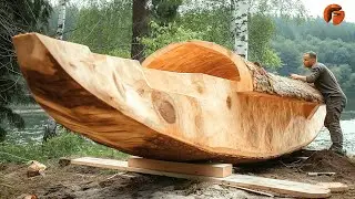Man Transforms Massive Log into Amazing Boat | Start to Finish Build by 