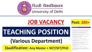 Teaching Job in  Delhi university | Assistant Professor Job in Delhi University