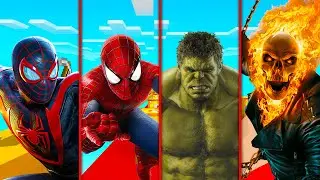 ✅ Minecraft LUCKY BLOCK RACE Superheroes SPIDERMAN HULK GHOST RIDER MILES MORALES
