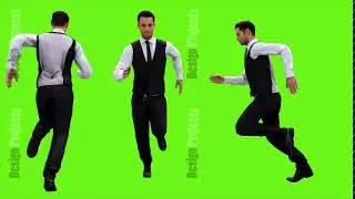 Young businessman running on a green screen background. Looped animation. 4k.