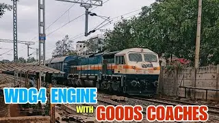 Heavyweight GOODS TRAIN In Unconditional weather PASSING RAILWAY GATE