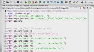 #Series 12 : head(),tail(), range () functions