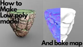 Blender Stylized Rock part 2 create Low poly Model And Bake Normal+Ao+Curvature Maps