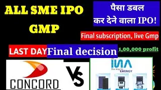 CONCORD VS INSOLATION कौनसे Sme ipo मे apply करे? 🔴Live subscription status, GMP ⚫ Last Day