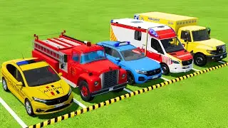 TRANSPORTING POLICE CARS, AMBULANCE VEHICLES, FIRE DEPARTMENT WITH MAN TRUCKS ! Farming Simulator 22