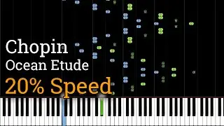 Chopin - Etude Op. 25 No. 12 Ocean (Slow Piano Tutorial) [20% Speed]