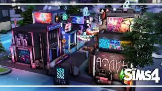 I Built A Neon Town In San Myshuno In The Sims 4!! || Speed Build ( NO CC )