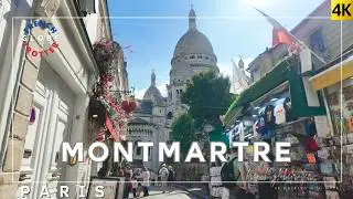 PARIS 18ème🇫🇷 Lamarck-Caulaincourt➜Sacré-Cœur ➜Montmartre St Pierre ➜Place du Tertre 4K Walking Tour