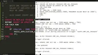 DML Trigger - To raise error when user enter salary less than 2000 - PLSQL Oracle (Trigger Demo-1)