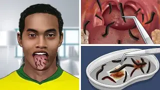 Help Ronaldinho remove leeches from his mouth | ASMR Animation