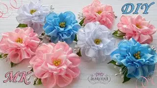 🌺 Цветы из атласных лент. Зажимы для волос. Канзаши МК/DIY