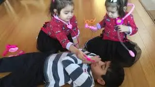 Princess Vicky and Yeya play doctor with their brother