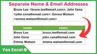 Separate Name and Email Addresses in Excel