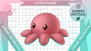 2 Cute Pink Octopus Plushie Twitch Overlay Stream Decoration,  Octopus Stuffed Animal Twitch Overlay