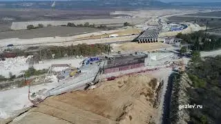 Крым, строительство трассы Таврида возле Бахчисарая, вид с квадрокоптера