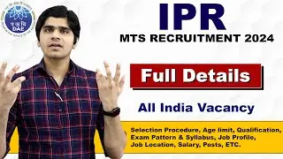 IPR MTS RECRUITMENT 2024 | Male & Female | GOVT JOB