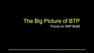 Big Picture of BTP and Relevance of SAP Build