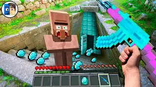 Minecraft in Real Life POV VILLAGER SECRET DIAMOND BASE in Realistic Minecraft Texture 創世神第一人稱真人版