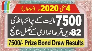 7500 Prize Bond Draw Result 4 May 2020 Draw 82 Peshawar | 7500 Prize Bond Result List 4 May 2020