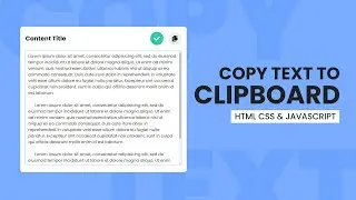 Copy Text Content To Clipboard - HTML CSS & Javascript