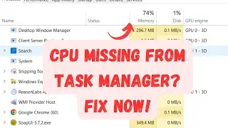 CPU Missing from Task Manager: Lets Fix It