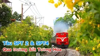 【Vietnam Railway】Phan Thiet Tourist Trains(SPT2&SPT4) Pass The Flower Wall Railway, Saigon