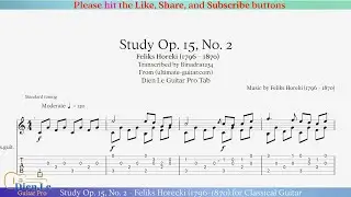 Study Op. 15, No. 2 - Feliks Horecki (1796-1870) for Classical Guitar with Tab