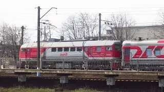 Тепловоз ДМ62-1781 с пассажирскими вагонами, СПб / Dieselloc DM62-1781 with passenger cars, SPb