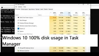 how to fix Windows 10 100% disk usage in Task Manager