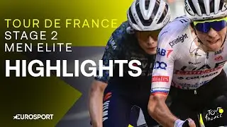 BATTLE BETWEEN VINGEGAARD & POGACAR 😮‍💨 | Tour de France Stage 2 Race Highlights | Eurosport Cycling