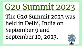 G20 Summit 2023 India or India's G20 Presidency Essay in english